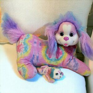 Just Play Puppy Surprise Mom & Baby Plush Stuffed Animal Tie Dye Colorful 2016
